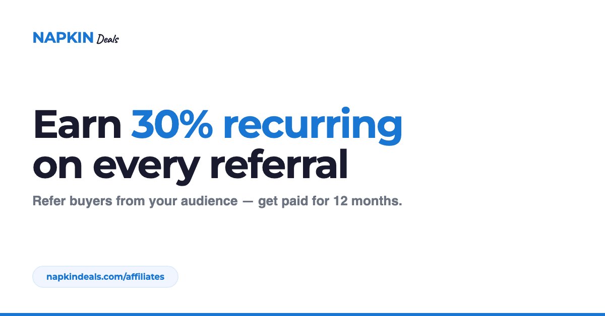 Napkin Deals affiliate banner, Social / OG — 1200×628